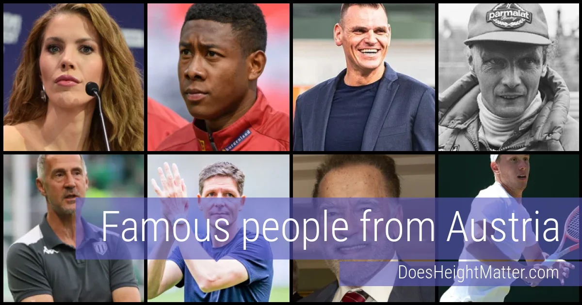 Famous people and average height in Austria