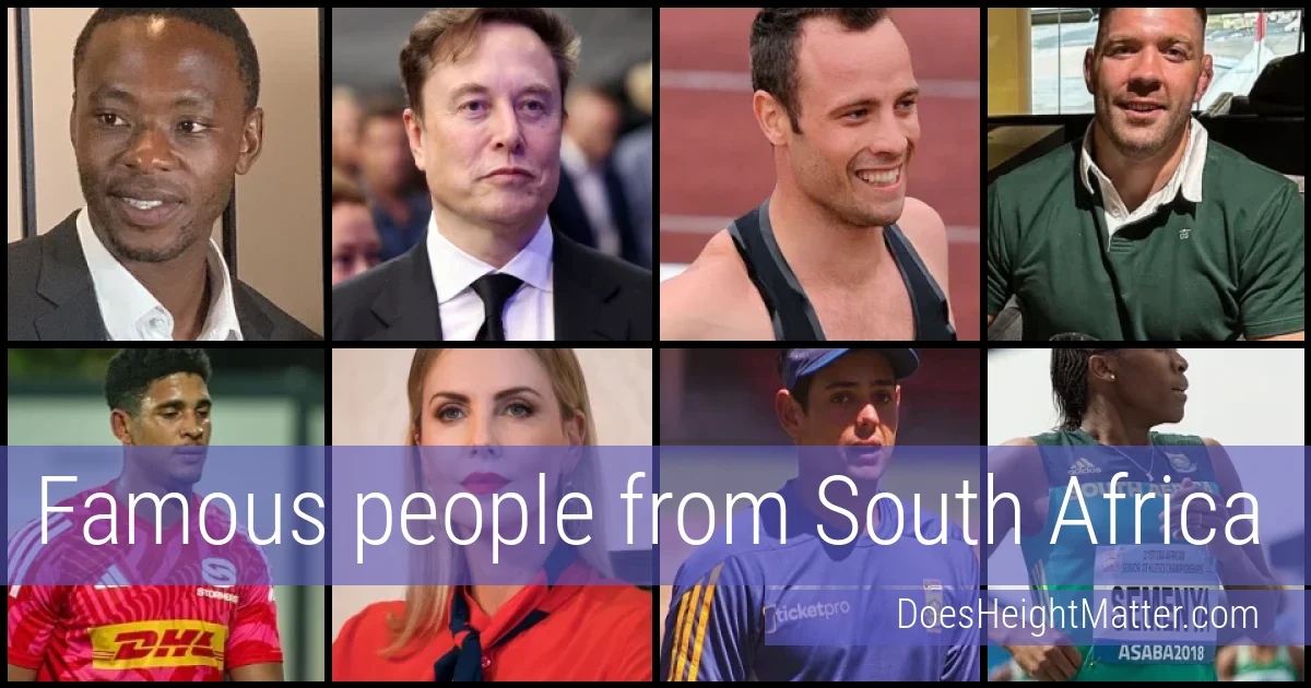 Famous people and average height in South Africa