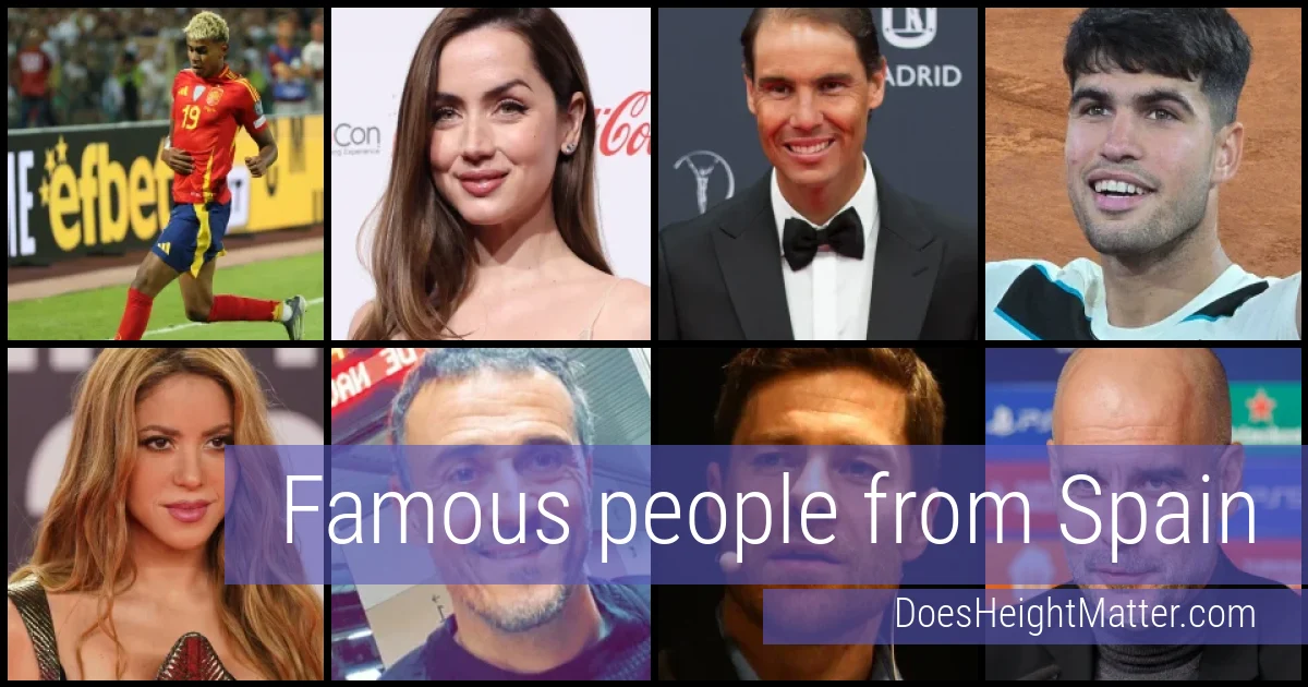 Famous people and average height in Spain